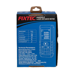 Télémètre laser industriel FIXTEC 0,05-80m avec précision de mesure de 2mm, prise en main confortable, ruban à mesurer numérique FHLMT80 - Product Image 6