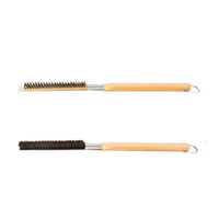 Brosse de nettoyage professionnelle pour pierre à pizza, fil de cuivre, manche en bois, pour four à sole et outil de nettoyage de grill