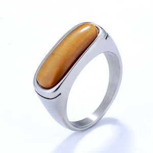 Cincin Pria TG Fashion Minimalis Biru Langit Cincin Baja Tahan Karat Berhiaskan Batu Permata Tahan Air Tidak Luntur Cincin Ukiran Punk untuk Pria - Product Image 5