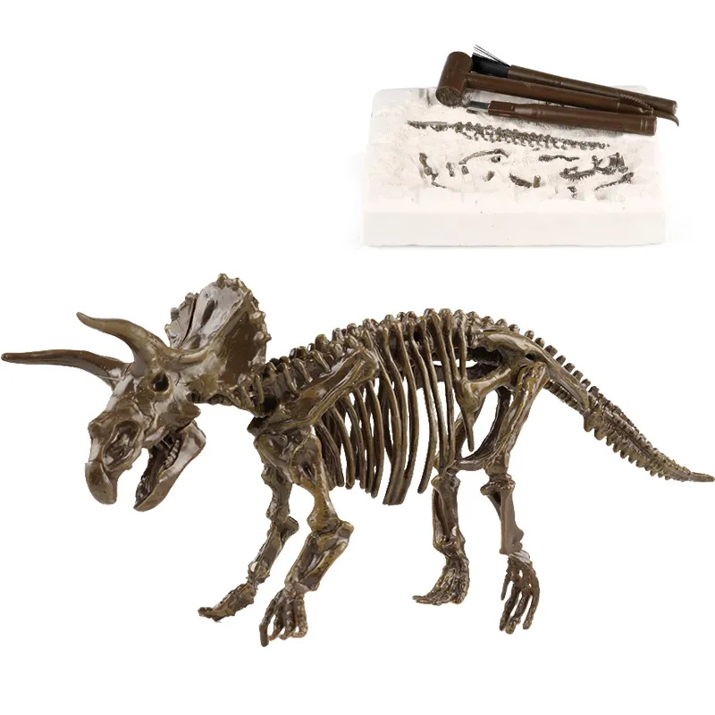 QS nuevo diseño educativo realista cavar fuera Dino 3D esqueleto conjunto juguete DIY dinosaurio fósil cavar Kit juguetes con modelo de simulación