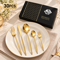Ensemble de 30 couverts de table en acier inoxydable de qualité supérieure avec boîte de présentation pour la restauration hôtelière