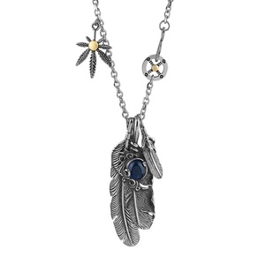 Conjunto de Joyería de Acero Inoxidable para Hombre, Collares Retro de Moda, Collares con Colgante de Pluma para Hombre, Accesorios de Bisutería - Product Image 5