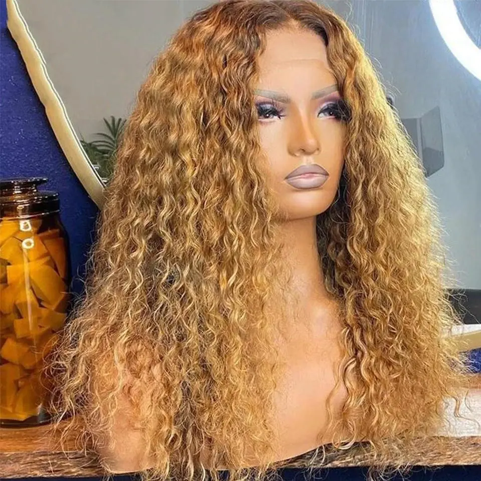 Goodluck Brown 13x4 Lace Front Wig Honey Blonde Brazilian Remy Highlight Ombre Lace Front Human Hair Wigs For Women Bleach Knot