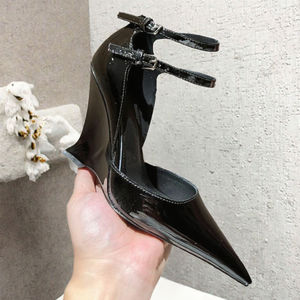 Chaussures d'été en cuir verni grande taille pour femme, talon compensé très haut, bout pointu, antidérapantes en caoutchouc, collection printemps-été - Product Image 2