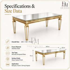 Ensemble de table à manger en acier inoxydable de qualité supérieure avec des chaises à dossier ovale pour les banquets de mariage, vente en gros - Product Image 2