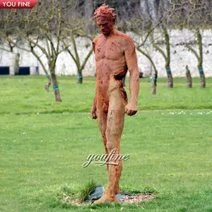 Customized Life Size Large Famous Art Deco Antique Bronze Rusty Naked Man Sculpture For City