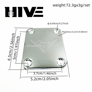 Placa de Refuerzo para Guitarra Eléctrica HIVE de 3 Colores y 4 Orificios en Forma de F/V, para Conexión de Mástil y Cuerpo, Puente Metálico con Tornillos - Product Image 2