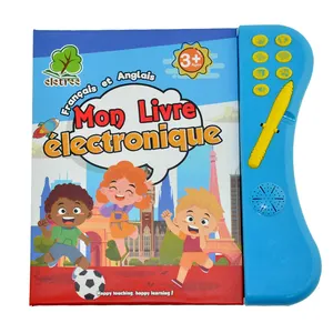 Niños logotipo personalizado francés Audio libro jugador juguete aprendizaje E-Book máquina con pluma de lectura táctil