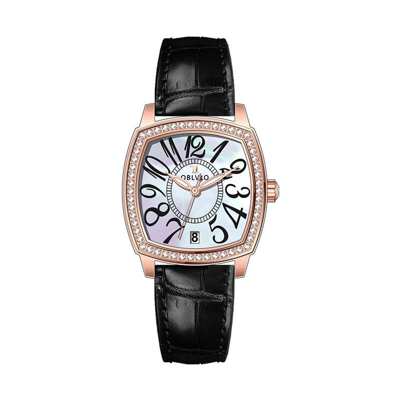 High End New Square Shape Black Leather Strap Female Style Fashion Lady Design Luxury Wrist Quartz Women Watch 