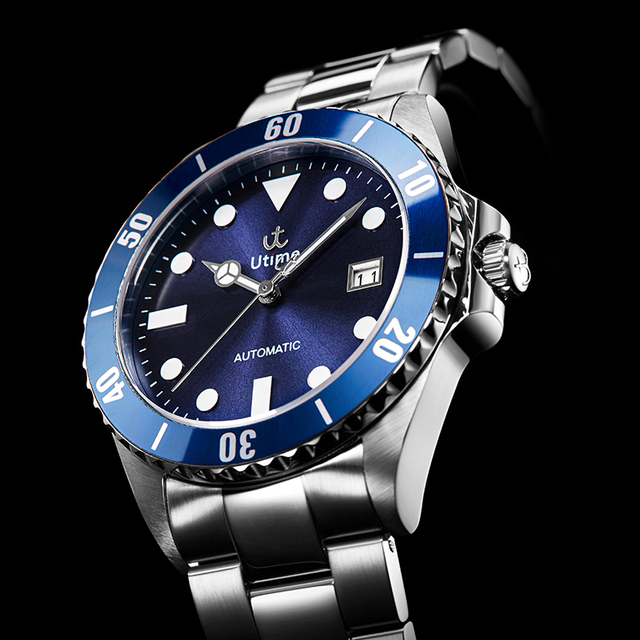 Utime Skeleton Men Style Mechanical Automatic Watch Stainless Steel Mechanical Calendar Luminous Watches Support Customize