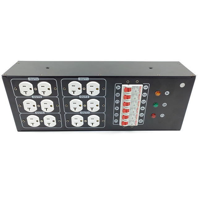 6-way US Gauge Distribution Box 32A US Plug Portable Stage 3-phase 5-wire Stage Light Electrical Cabinet Electrical Box