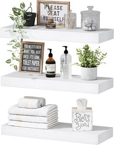 Étagères murales flottantes modernes en bois <span class=keywords><strong>blanc</strong></span> sculpté, moulées par injection, avec quatre niveaux pour le rangement d'outils - Product Image 1