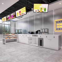 Comptoir de bar à café moderne en acier inoxydable sur mesure avec éclairage LED et design étanche pour restaurants et cafés