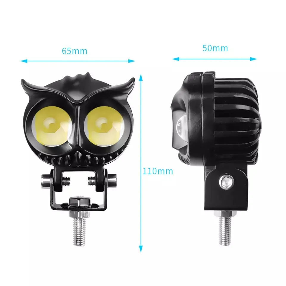 12-24V 60W Motorcycle Light Spot Flood Combo Beam Owl Fog Light For Motorcycle White Yellow Led Mini Dual Color Motorcycle