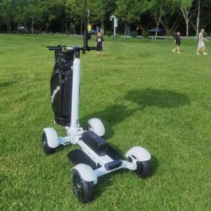 軽量折りたたみ式4輪電動ゴルフカートキックスクーターバッグホルダーアルミ20km/h最高速度150kg積載容量 - Product Image 1