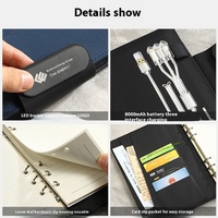 Ensemble de carnet multifonctionnel avec logo personnalisé, format A3, couverture rigide, charge sans fil, bloc-notes avec boucle, ensemble cadeau en cuir
