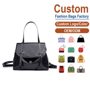 Genuine Leather Multi-functional Handbag <b>Black</b> Retro Premium Large Capacity Commute Handheld <b>Backpack</b> Bag OEM Customization - Product Image 1