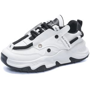 Zapatillas deportivas de plataforma para hombre, con diseño de parches a la moda, con cordones, informales, antideslizantes, con suela gruesa, estilo Dad Shoes para uso diario. - Product Image 6