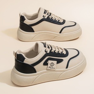 Zapatillas deportivas casuales de otoño para mujer, con puntera de malla, suela gruesa, transpirables, resistentes, que aumentan la altura, blancas - Product Image 4
