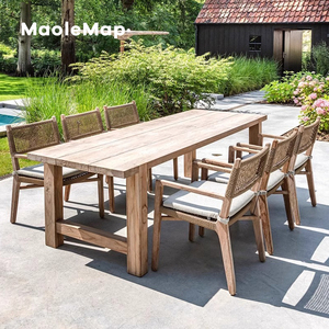 Ngoài trời Bàn ghế sân vườn bàn gỗ tếch cũ dài sân thượng khử trùng bằng gỗ Patio mây phòng chờ tay vịn ghế ăn - Product Image 1