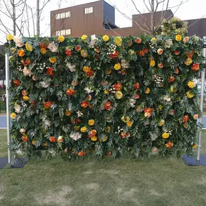 Mur de fleurs inférieur en tissu personnalisé, mur de fond Bouquet de fleurs de mariage Pièce centrale