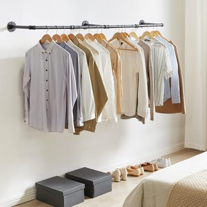70 Inch Industrial Pipe <strong>Clothes</strong> Bar Rack <strong>Wall</strong> Mounted Garment Hanging Storage <strong>Rail</strong> for Bedroom Living Room Laundry Room - Product Image 3