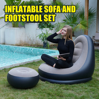 Nouveau canapé gonflable de style américain en PVC écologique, pliable, inclinable, canapé-lit d'extérieur, repose-pieds, fauteuil floqué
