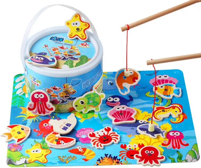 EN71 giocattoli da pesca magnetici in legno per bambini