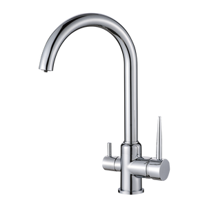Grifo de Cocina de Lujo en Latón Dorado con Purificador de Agua, Doble Manija, Núcleo Cerámico, Acabado Pulido, Montaje en Encimera, Un Solo Orificio 1753, Agua Potable Limpia - Product Image 3