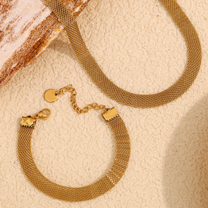 Golden Stainless Steel Woven Bracelet, Fashion Women's <b>Charm</b> Jewelry Stainless Steel Bracelet Wholesale - Product Image 2