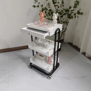 Three Tier Beauty Salon Trolley Stainless Beauty Salon Home Makeup Tattoo Locker Salon Rolling Storage Trolley With Drawers - Product Image 3