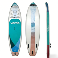Tabla de SUP Inflable VERDA con Logotipo Personalizable, 3 Aletas, Sistema de Aletas Extraíbles, PVC/EVA Ecológico, Profesional para Lagos y Ríos