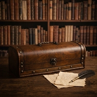 Coffre en bois rectangulaire brun antique avec serrure numérique, pour rangement de bijoux, organisateur de bureau, écologique, multifonctionnel, avec poignées, 33x15x85cm