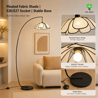 Lampe sur pied moderne et simple avec base en fer flexible et abat-jour en tissu en forme de fleur, alimentation AC, LED, pour salon, chambre, hôtel, décoration