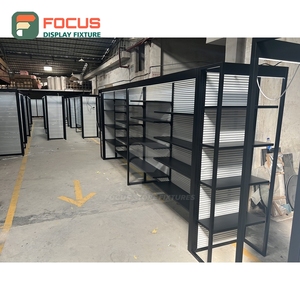 Comptoir de présentation de perruques autoportant avec vitrine en verre, tiroir verrouillable et étagère pour magasin de coiffure - Product Image 1