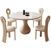 Ensemble de table à manger rectangulaire moderne en bois massif rotatif avec 4 chaises |   Table à piétement en marbre pour 6 personnes, fournisseur indien