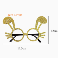 Lunettes de Noël style oreilles de lapin dorées, décorations de Noël, articles de fête pour enfants, montures de lunettes de Noël