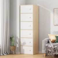 Commode moderne en bois blanc avec poignées rondes - Grande capacité, gain de place, meuble de rangement pour chambre et salon