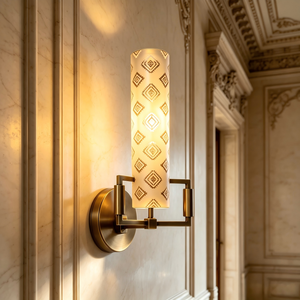 Geometric glass <b>wall</b> lamp, golden cylindrical <b>Sconce</b> Bohemian, American retro, bedroom headboard, hallway, entrance <b>wall</b> lamp - Product Image 5