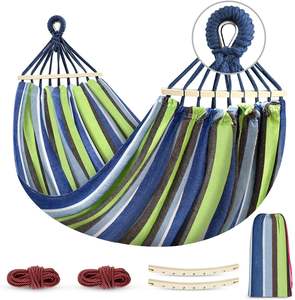 <span class=keywords><strong>Hamac</strong></span> d'extérieur en <span class=keywords><strong>toile</strong></span> double extra large pour 2 personnes avec cordes et crochets Mobilier <span class=keywords><strong>de</strong></span> <span class=keywords><strong>tente</strong></span> pliable - Product Image 1