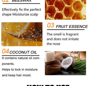 Cire coiffante nourrissante pour les bords des cheveux avec glycérine, vitamine E et huile de <span class=keywords><strong>coco</strong></span> pour une <span class=keywords><strong>coiffure</strong></span> lisse - Product Image 4