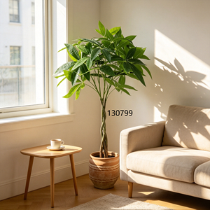 Faux Arbre à Monnaie <span class=keywords><strong>Pachira</strong></span> Porte-Bonheur en Pot Céramique, Plante Artificielle Réaliste avec Tronc <span class=keywords><strong>Tressé</strong></span> et Feuillage, Décoration Intérieure Longue Durée - Product Image 2