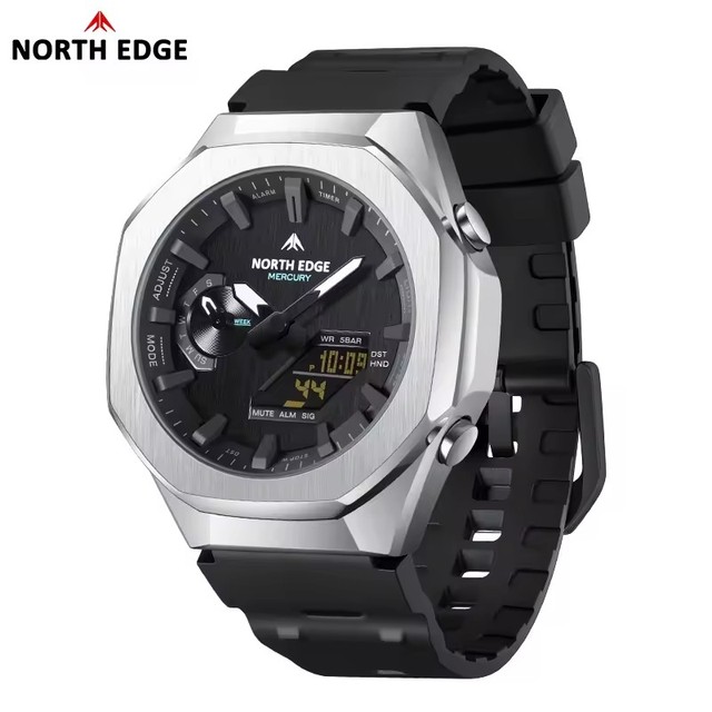 NORTH EDGE Men's Multifunctional Digital Watch Deep Waterproof Bracelet Watch for Men Luxury Outdoor Sports Stopwatch MERCURY