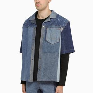 Chemise en jean à manches courtes boutonnée pour homme, col polo, en denim bleu, coupe classique, en coton – Nouvelle collection - Product Image 2