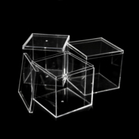 Boîte de rangement carrée en plastique acrylique transparent 3,15 pouces avec couvercle, contenants transparents, boîtes cadeaux avec ruban pailleté