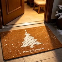 Tapis de bienvenue extérieur personnalisé en fibre de coco avec nom et bordure noire, antidérapant, texte personnalisé pour porche et maison, commande en gros