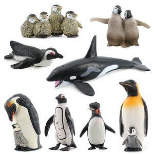 Modello di pinguino in PVC solido per simulazione transfrontaliera, ornamento animale, pinguino sudafricano che trasporta un cucciolo, pinguino imperiale africano - Product Image 1