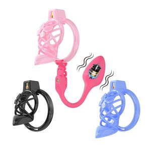 2025 nouvelle <span class=keywords><strong>Cage</strong></span> de chasteté de Style à talons hauts avec prise anale électrique SM jouets sexuels pour hommes pénis Bondage et retenue serrure de chasteté - Product Image 1
