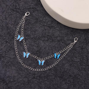 Double Layered Blue Butterfly Metal Shoe <b>Chain</b> For Women Martin <b>Boot</b> Decorations Accessory - Product Image 6