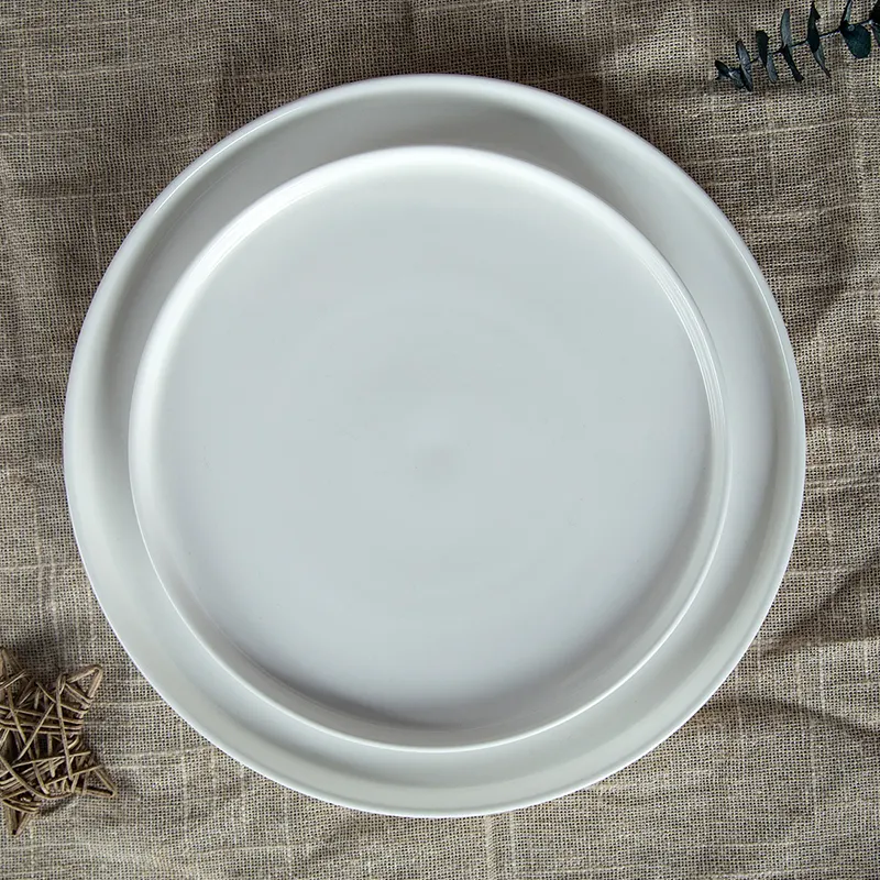 Custom White Glazed Printing side plates Restaurant Round Ceramic Porcelain Dinner dish set